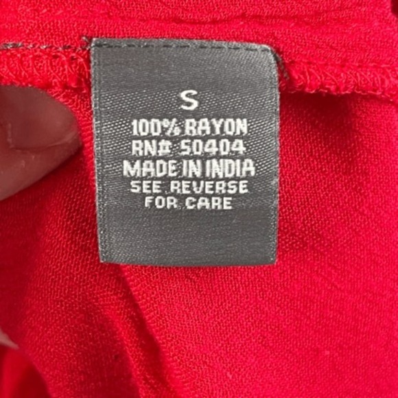 NEIMAN MARCUS Red Oversized Boho Peasant Style Blouse, Small - Picture 5 of 7